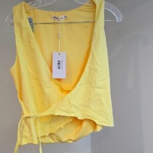 Begining Boutique Design History Yellow Wrap Tank Top